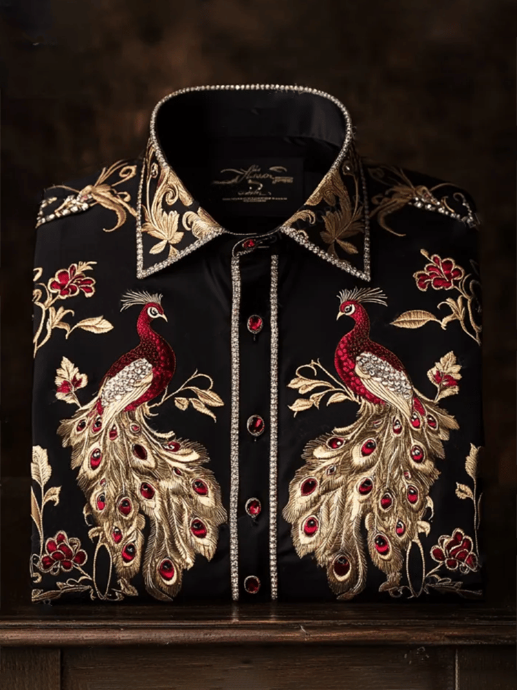 Camisa satén Luxe de manga larga con botones para hombre