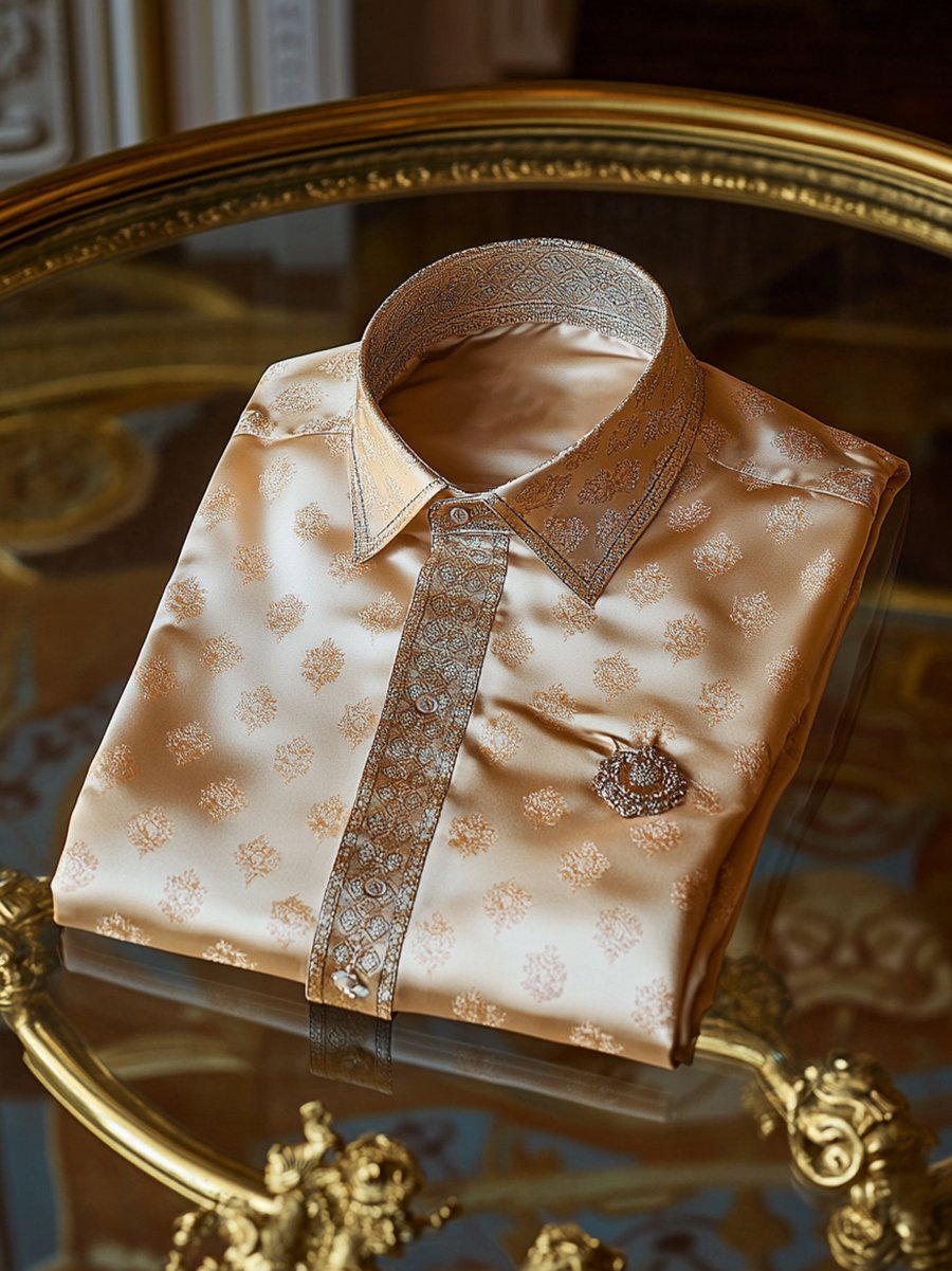 Camisa satén de lujo ejecutivo de manga larga para hombre