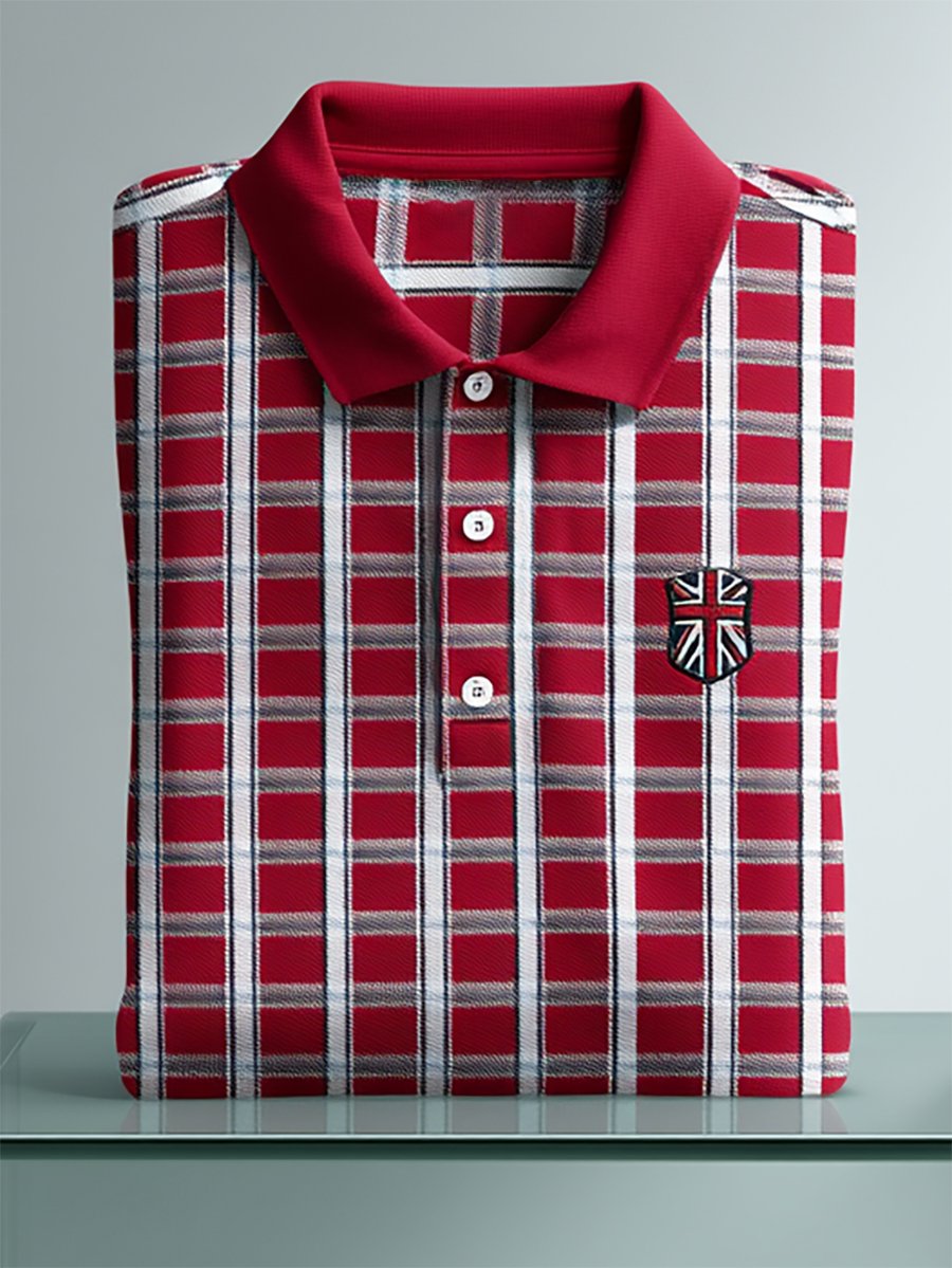 Camisa polo ejecutivo casual Union Jack Button de manga corta para hombre