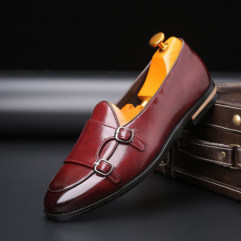 Zapatos de moda British cinturón Double Buckle Small cuero