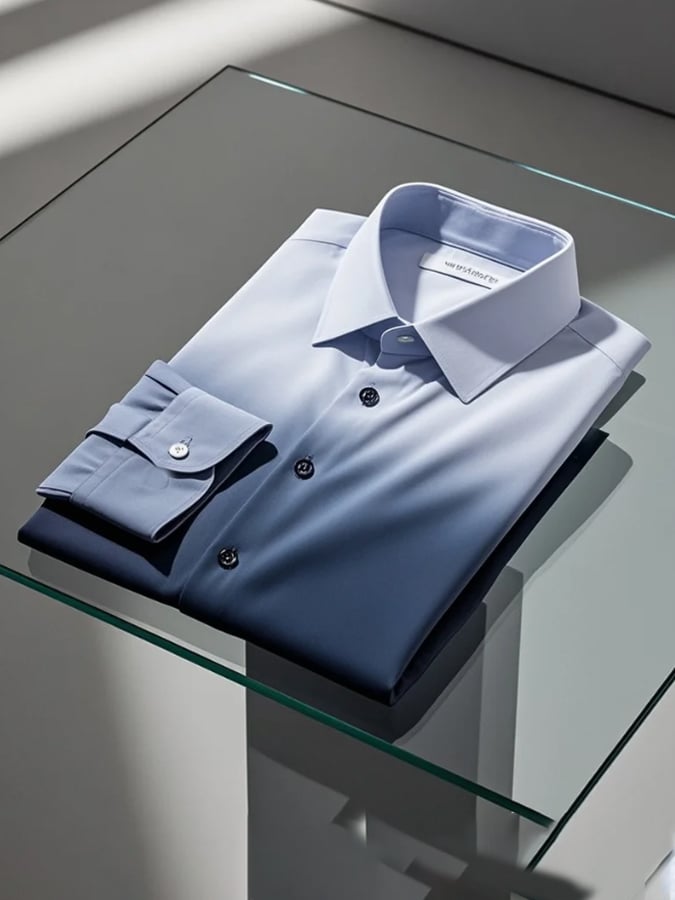 Camisa degradado solapa de manga larga para hombre
