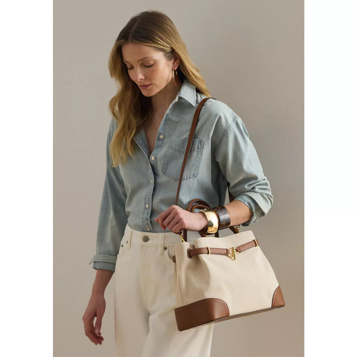 Cross-Dyed Canvas Large Blaike Satchel - 1