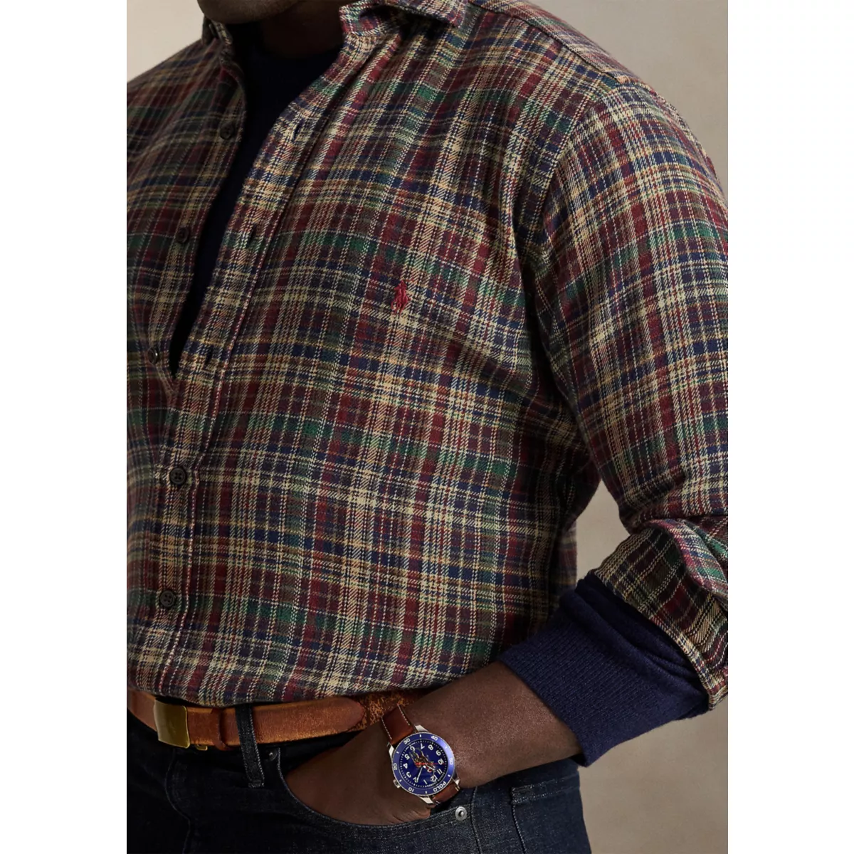 Big & Tall Plaid Brushed Flannel Shirt - 3