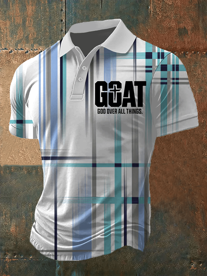 Camisa polo Goat-God Over All Things estampado de manga corta para hombre