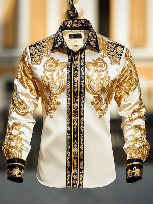 Camisa satén Luxe de manga larga con botones para hombre