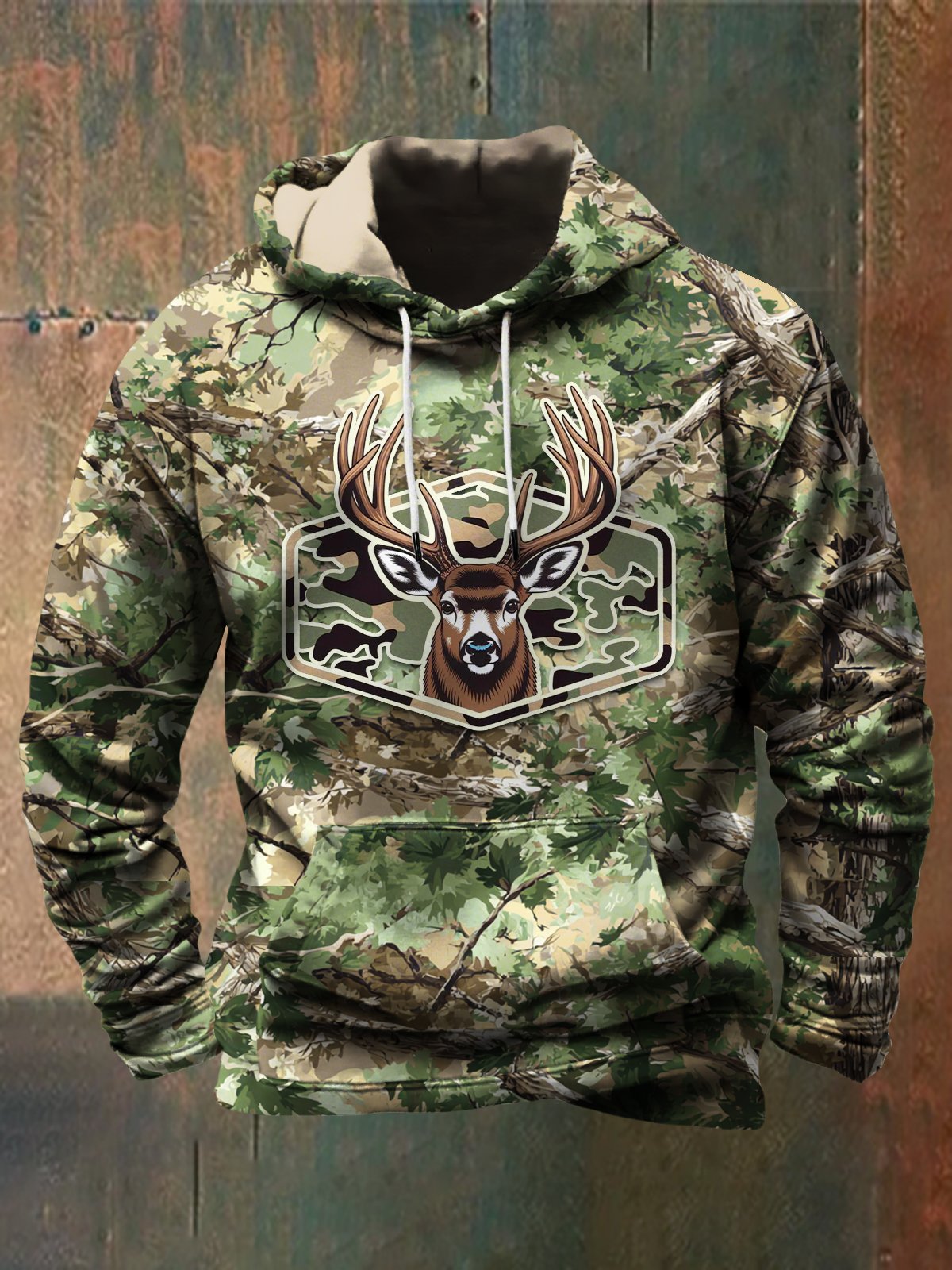 Sudadera para exterior camuflaje Deer Hunting con gorrasucha para hombre