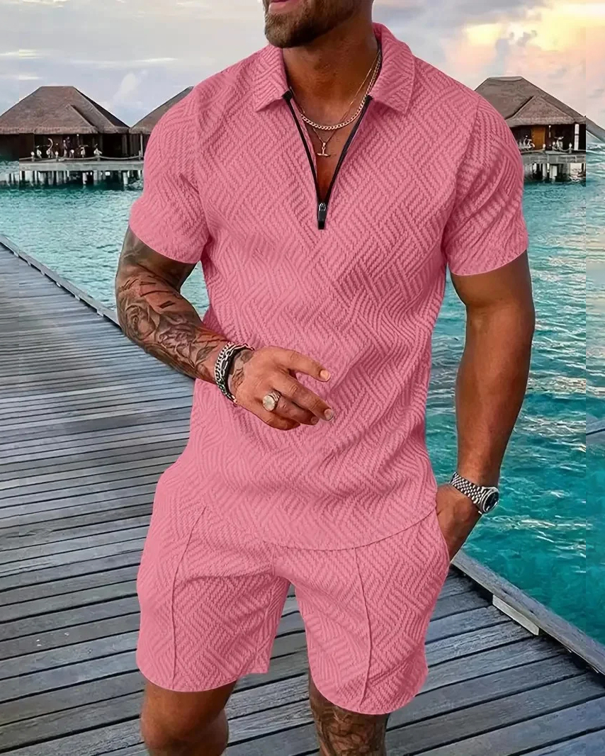 Camisa polo Suitmens para uso diario casual Collar Zipper Set 216 para hombre
