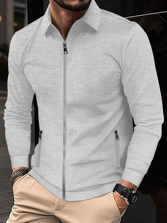 Chaqueta vintage Waffle Zip Comfort para hombre