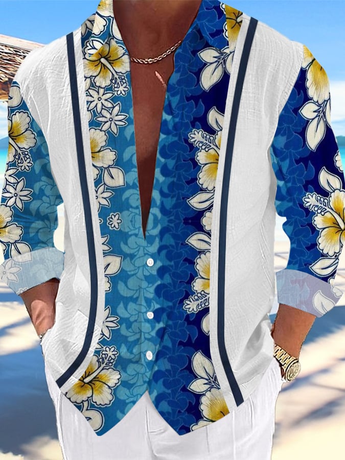 Camisa casual Hawaiian estampado Lapel para hombre