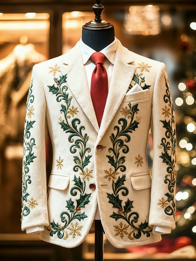 Saco vintage casual Christmas Party pana para hombre