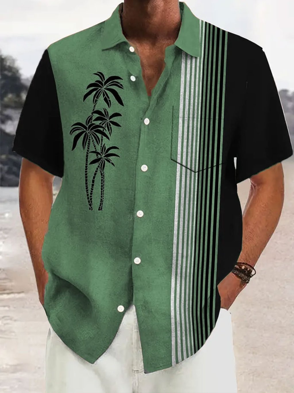 Resort Style rayas Princamiseta para hombre