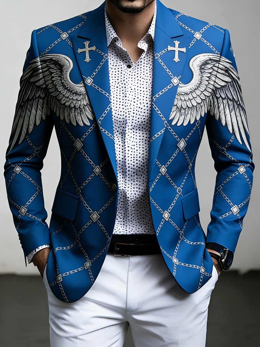 Chaqueta de lujo ejecutivo Chain estampado Suit para hombre