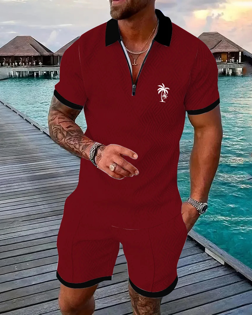 Camisa polo Suitmens para uso diario casual Collar Zipper Set 213 para hombre