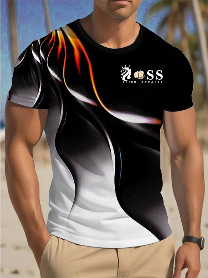 Camiseta retro Lettering estampado cuello redondo para hombre