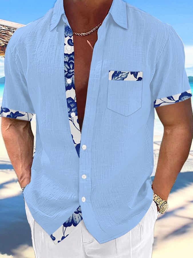 Camisa Hawaiian estampado de modaable Resort casual (With Pockets) para hombre