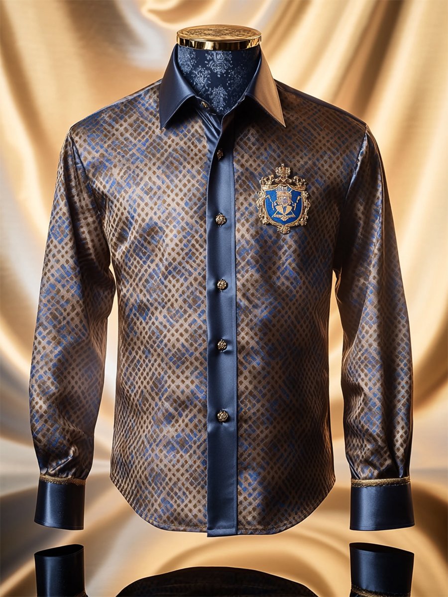 Camisa satén Luxe de manga larga con botones para hombre