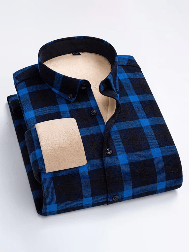 Camisa 100% de algodón plus polar de manga larga ejecutivo para hombre