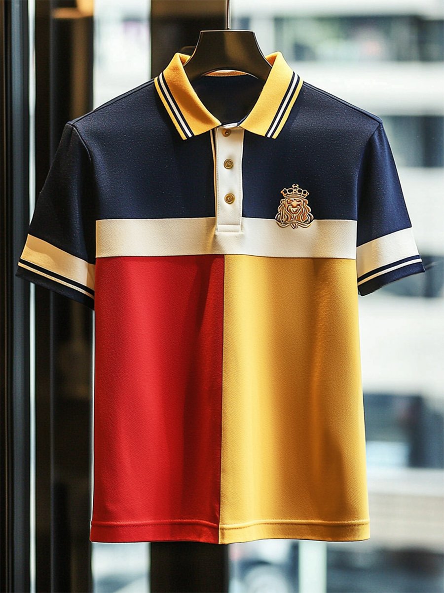 Camisa polo ejecutivo casual Button de manga corta para hombre