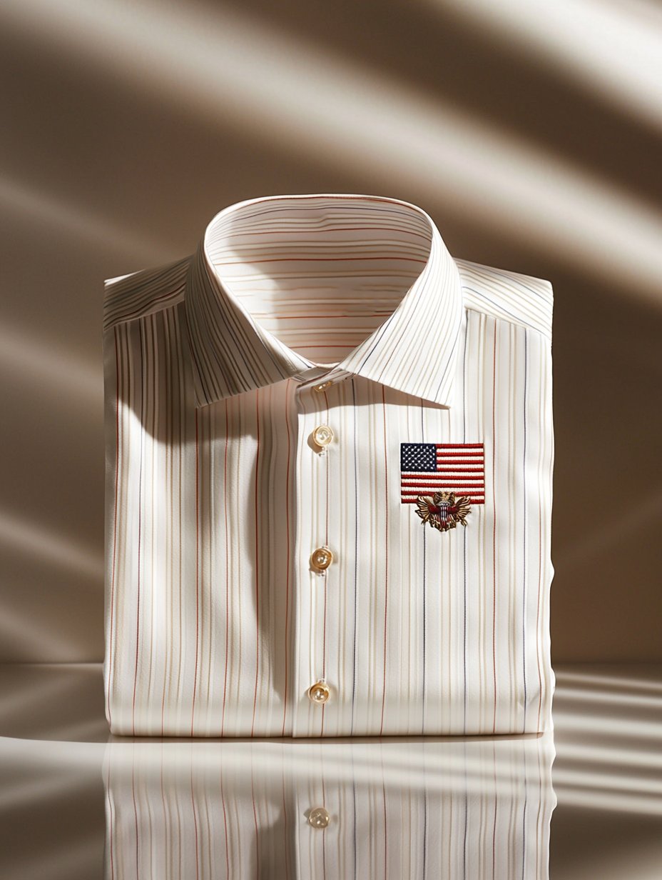 Camisa satén Independence Day ejecutivo rayas casual de manga corta Button para hombre