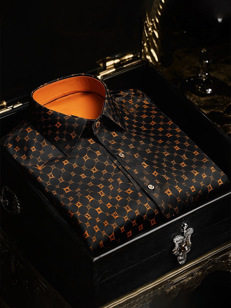 Camisa satén Luxe de manga larga con botones para hombre