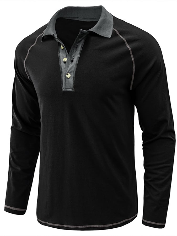Camisa polo Athletic casual Raglan Sleeve Half Button