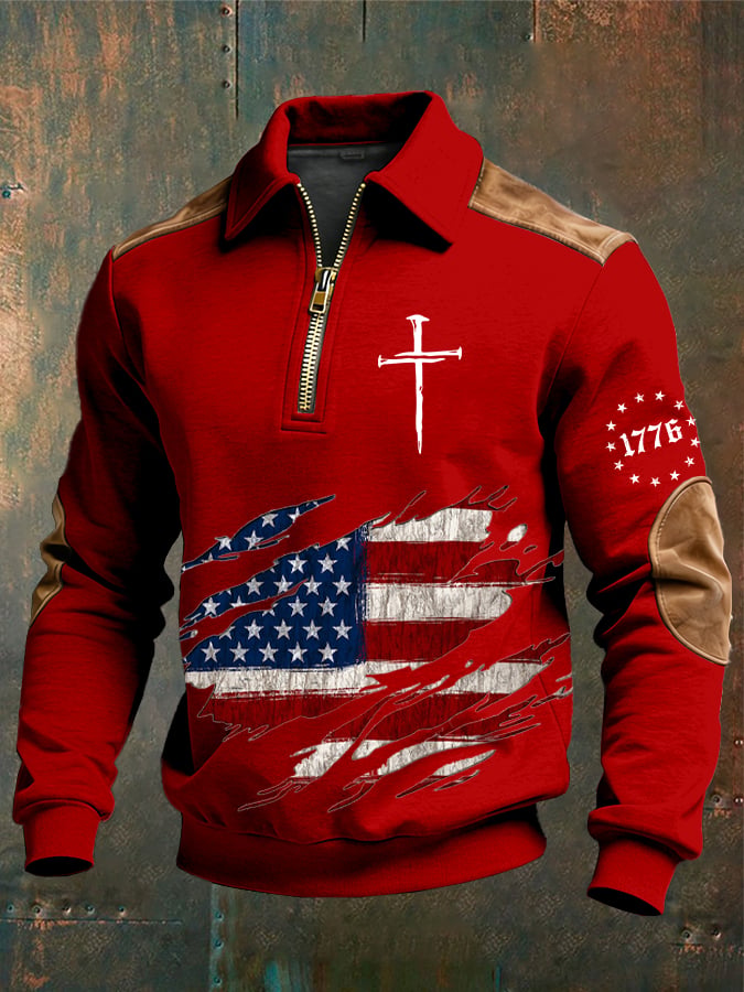 Sudadera vintage Faith Design estampado casual Zipper -Fast Shipping para hombre