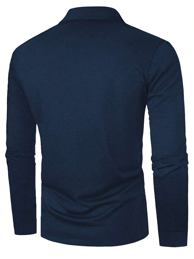 Camisa polo a rayas ejecutivo casual de manga larga para hombre