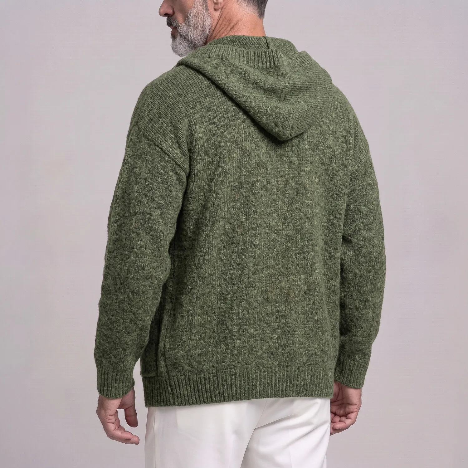 para hombre casual de color sólido Single Breasted Pockets Drop Shoulder holgado tejido Hooded Cardigan