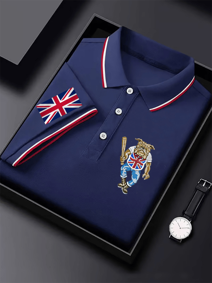 Camisa polo ejecutivo Union Jack casual Button de manga corta para hombre