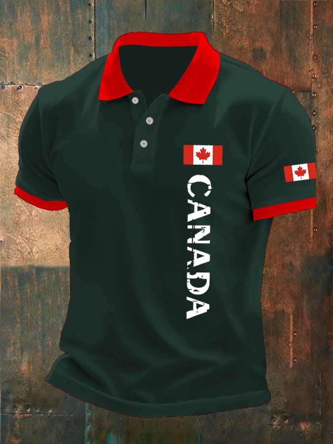 Camisa polo Canadian Flag estampado para hombre
