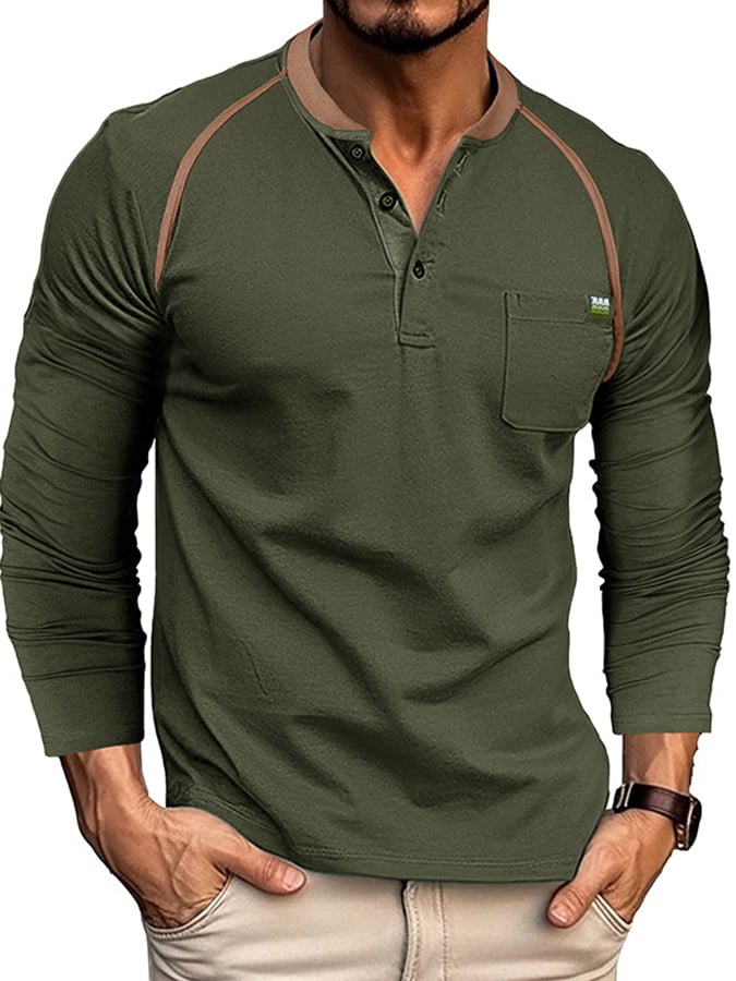 Camisa polo Sports casual Raglan Sleeve Half Button