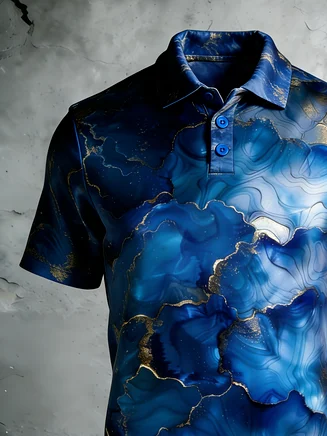Moisture Wicking 3D degradado Abstract rayas de manga corta Golf Polo