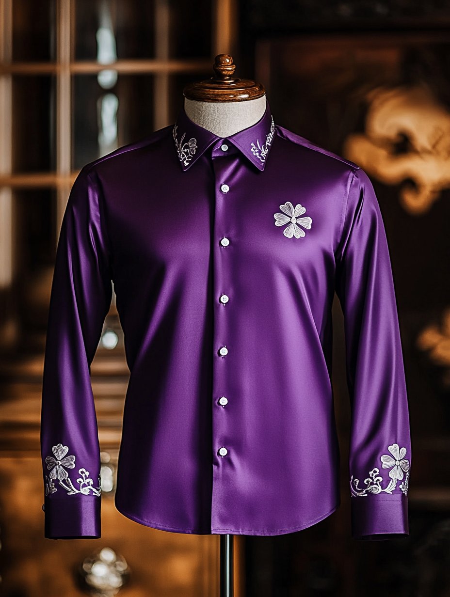 Camisa satén Wing de lujo ejecutivo de manga larga para hombre