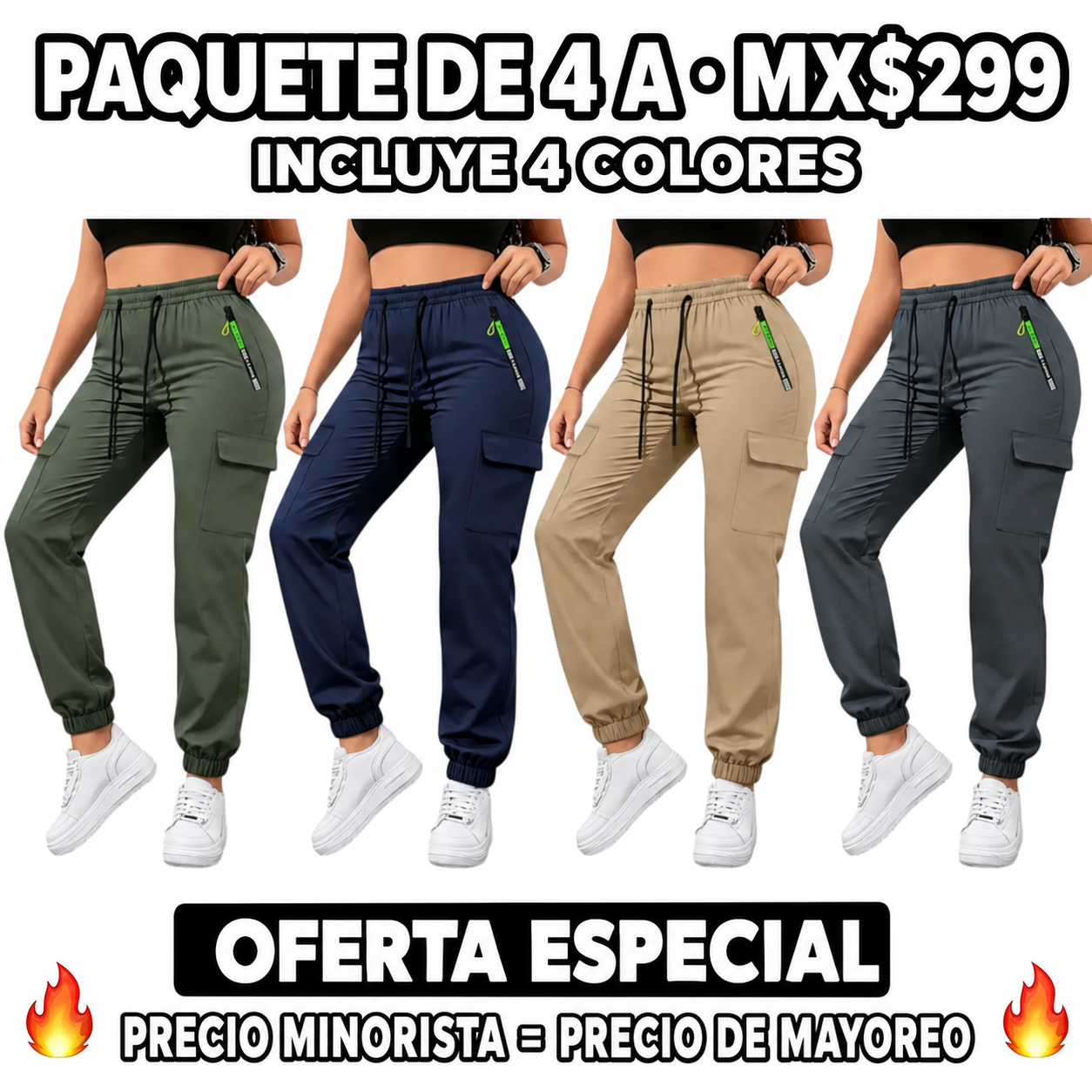 Pantalón cargo multibolsillos para mujer · vista 4