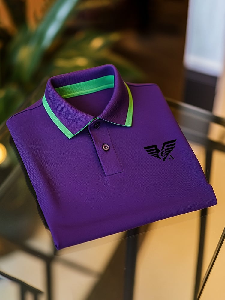 Camisa polo clásico ejecutivo Check Logo Button de manga corta para hombre