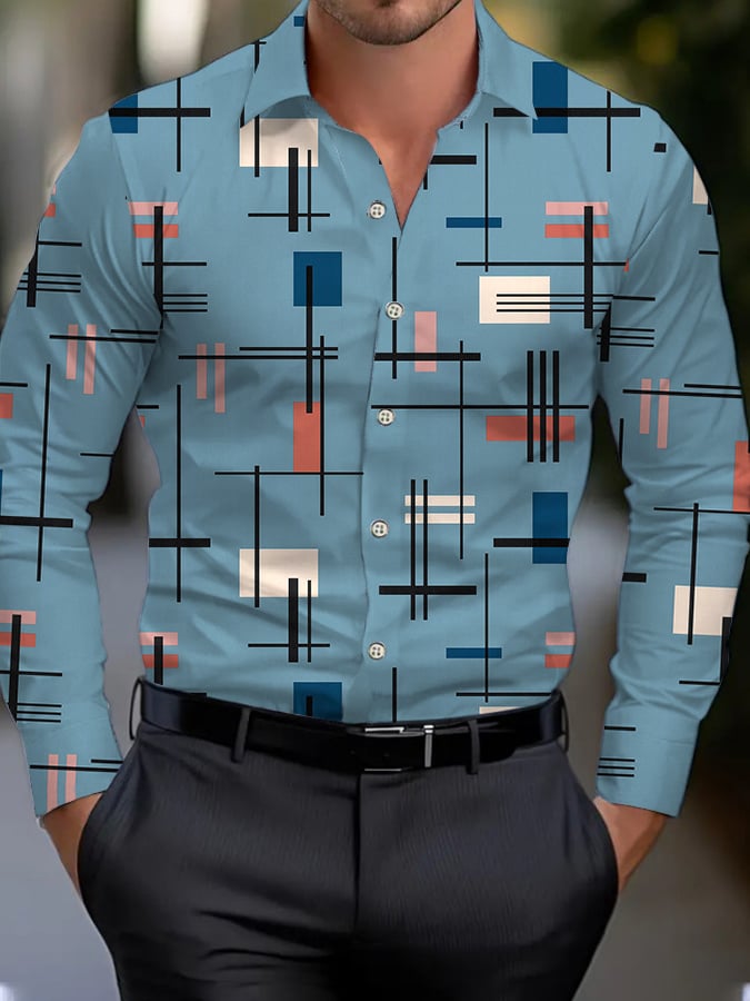 Ejecutivo Style geométrico Princamiseta para hombre