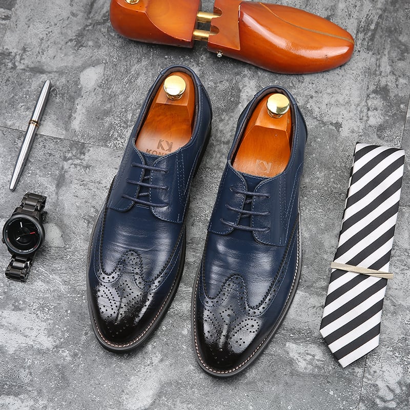 Zapatos ejecutivo casual Baroque Pointed Lace Up cuero para hombre