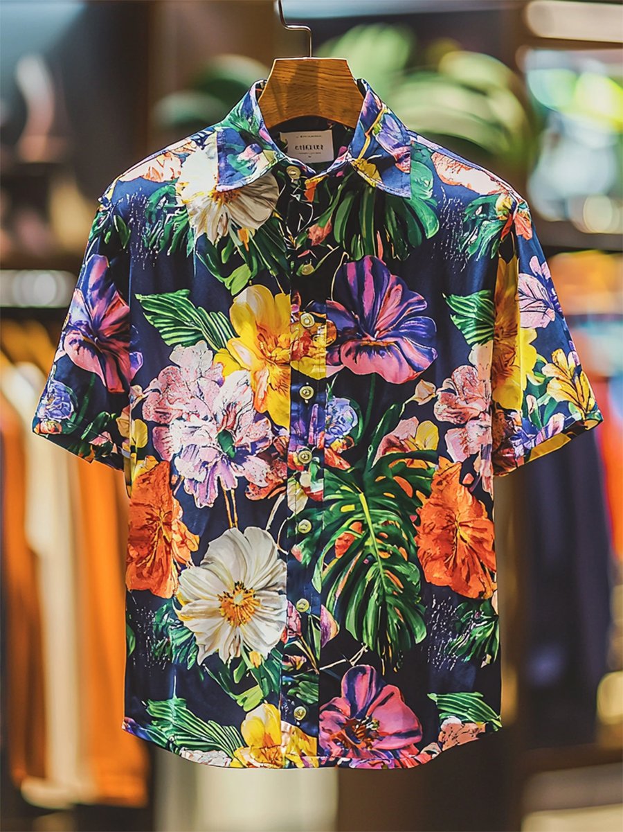 Camisa Resort casual floral Art de manga corta para hombre