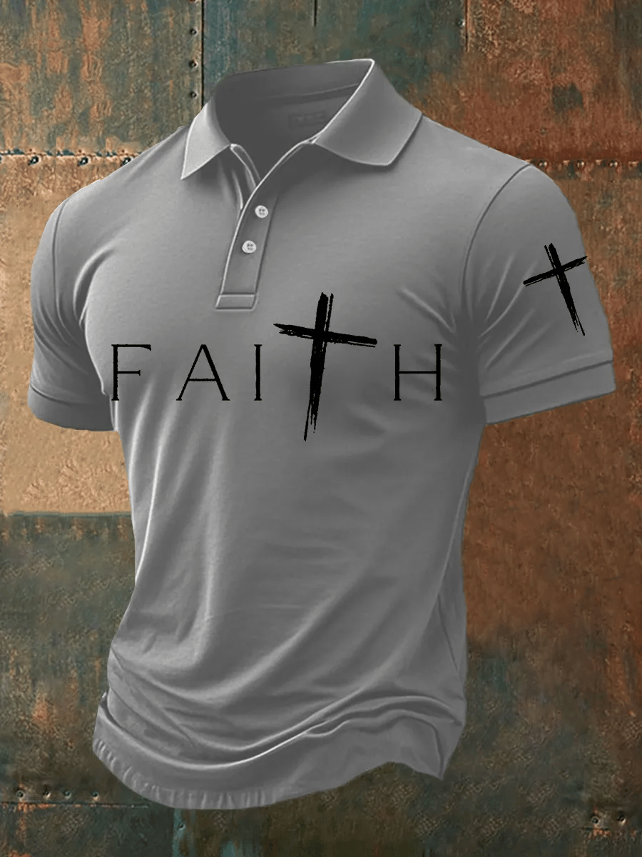 Camisa polo Faith Cross estampado para hombre