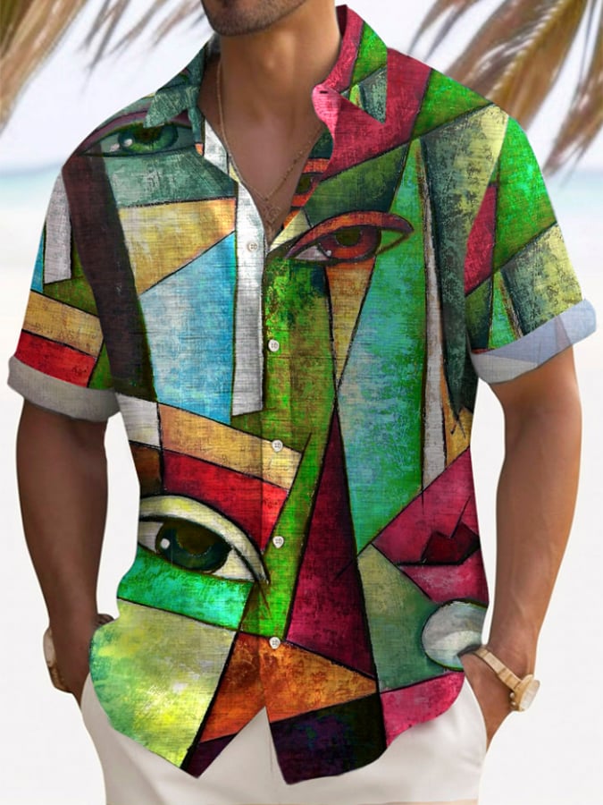 Camisa de moda Vacation Abstract Face para hombre