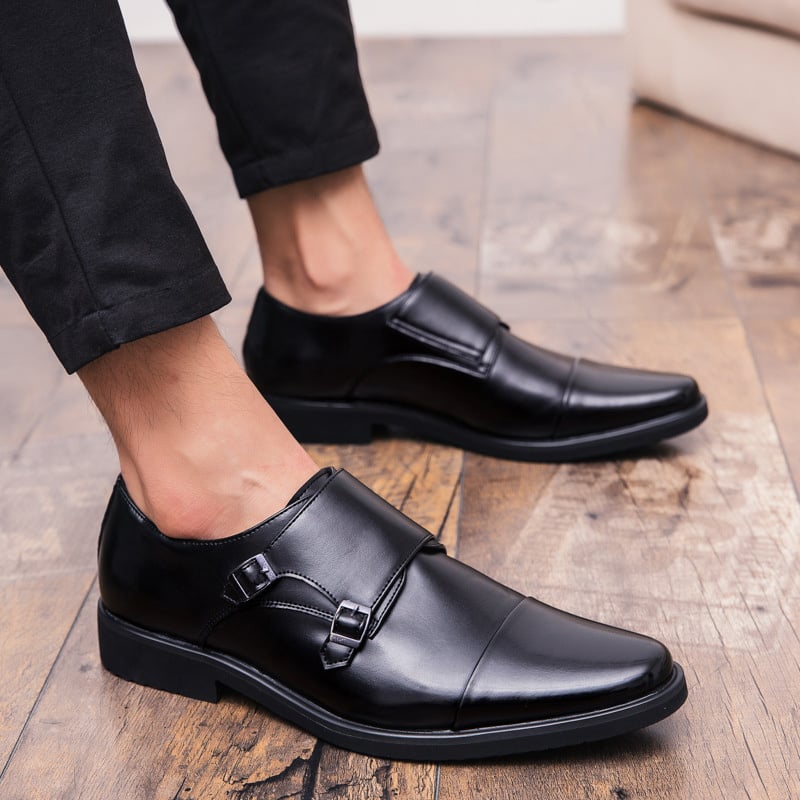 Zapatos ejecutivo casual British Double Buckle cuero