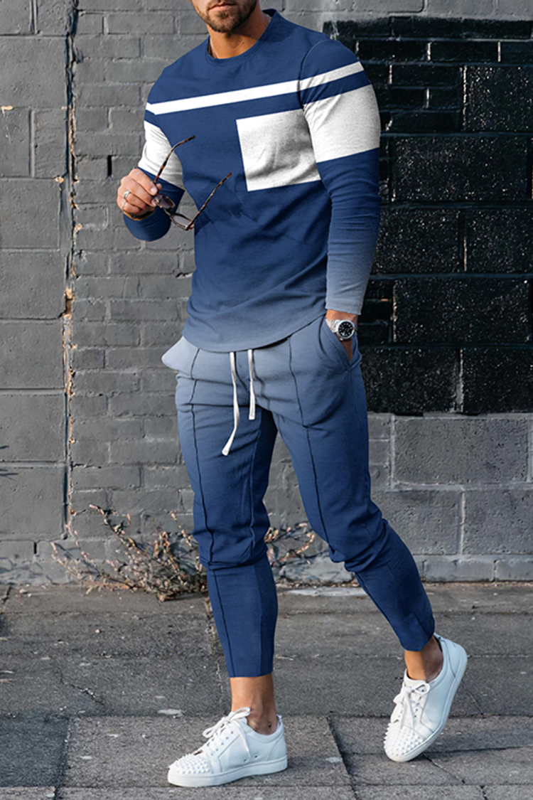 Conjunto de dos piezas Blue Geometry camiseta And pantalón