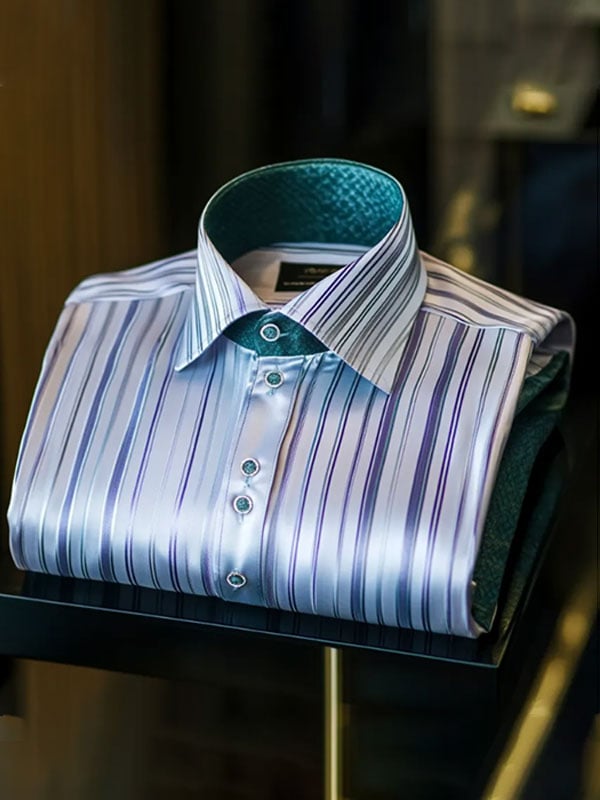 Camisa de lujo ejecutivo rayas de manga corta para hombre