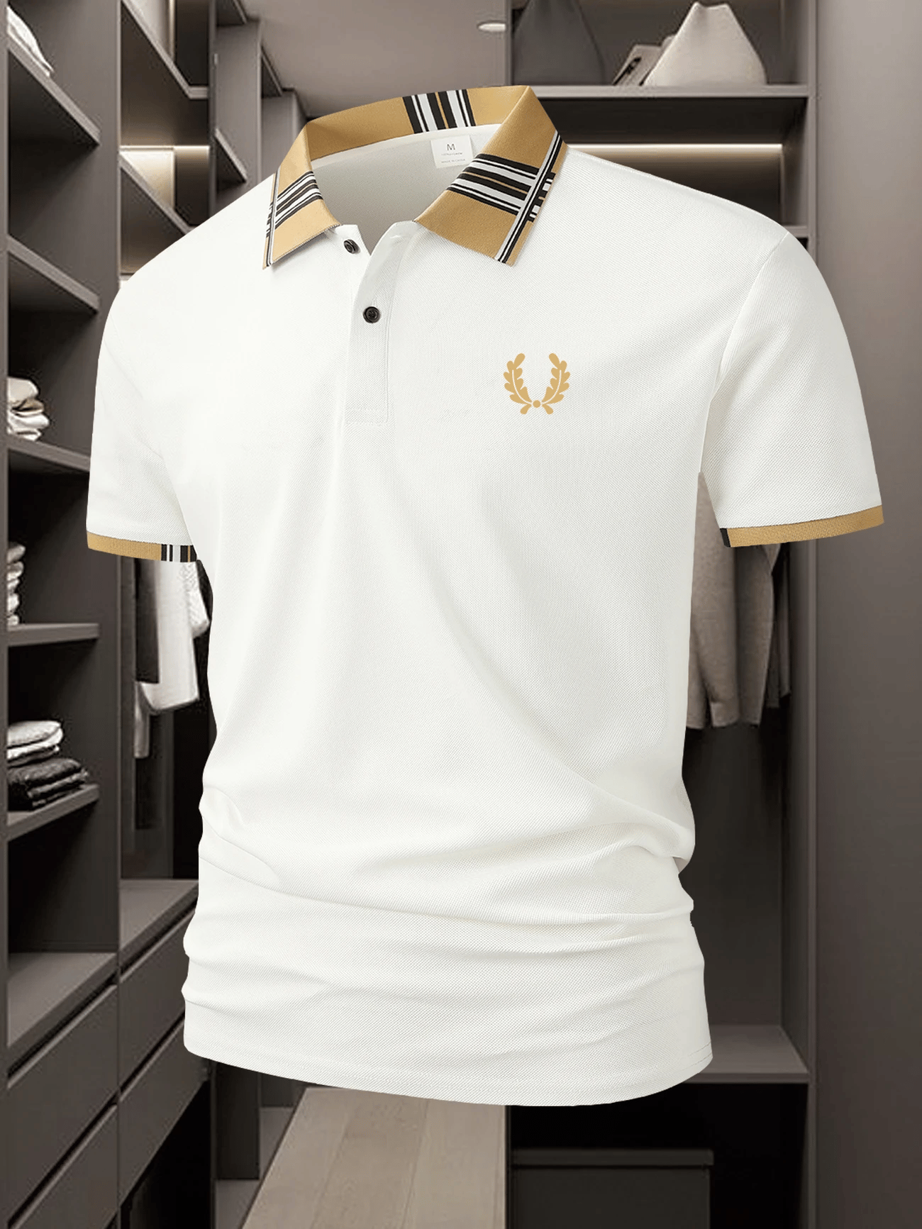 Camisa polo ejecutivo Logo con botones de manga corta para hombre