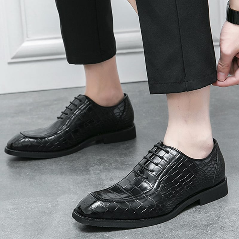 ejecutivo Lace Up Oxford zapatos para hombre Formal Square Toe Leather zapatos