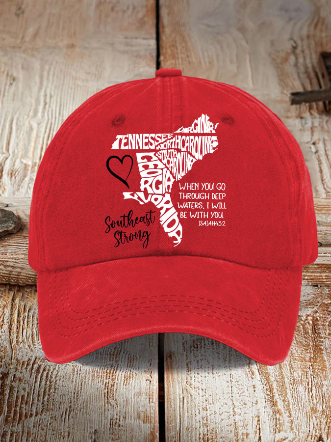 Gorras retro Southeast Strong When You Go Through Deep Waters, I Will Be With You Isaiah 43:2 Tennessee Georgia, South Carolina, North Carolina, , Virginia, Florida estampado Baseball