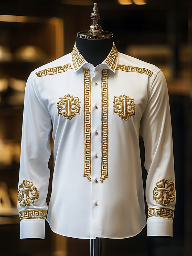 Camisa satén Luxe de manga larga con botones para hombre