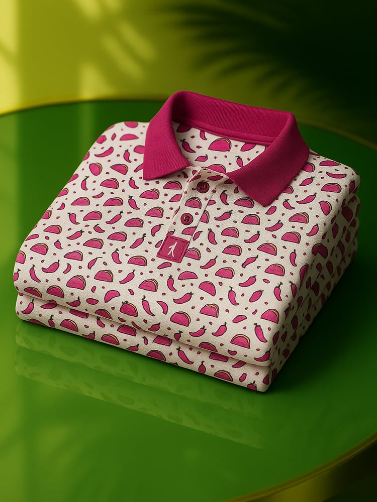 Camisa polo clásico ejecutivo Old Money Button de manga corta Pink Taco para hombre