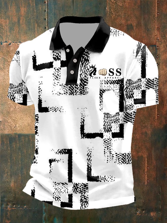 Casual retro geométrico ejecutivo Polo para hombre
