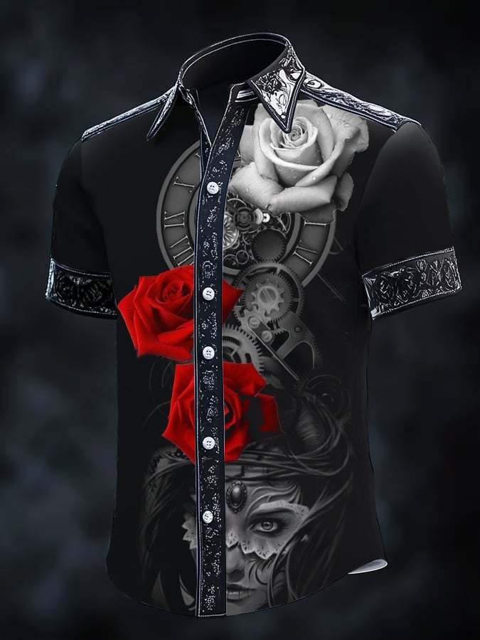 Camisa Gothic Dark de manga corta para hombre